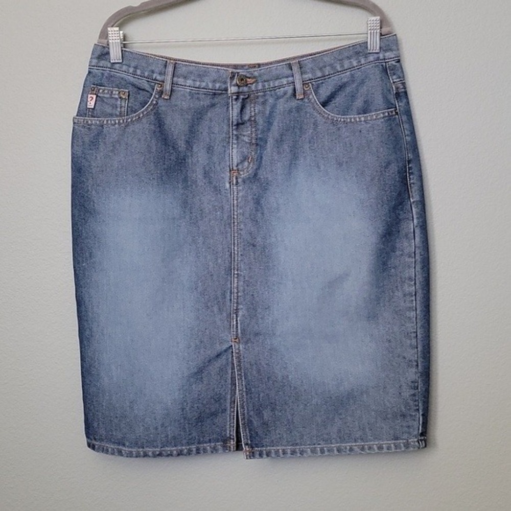 Guess Jeans Sweet Summer Western Front Slit Denim Jean Skirt size 34 Y2K Blue - Picture 2 of 8